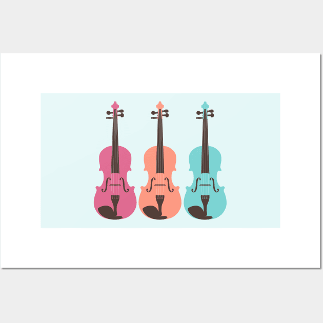 A Serenade of Strings in Pink, Peach and Turquise Wall Art by NattyDesigns